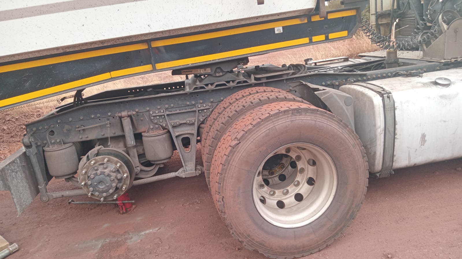 Roadside tyre service on a truck